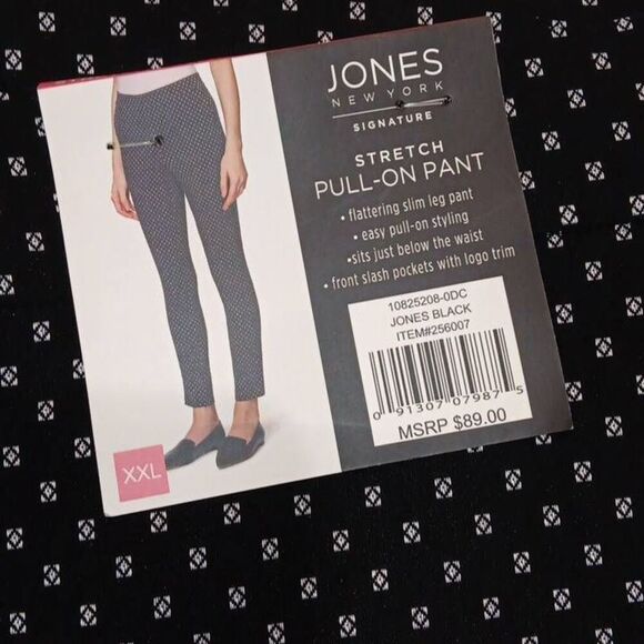 Jones New York Women's Signature Pull-On Pants Size XXL  NWT  Color Black & Tan - Picture 2 of 6